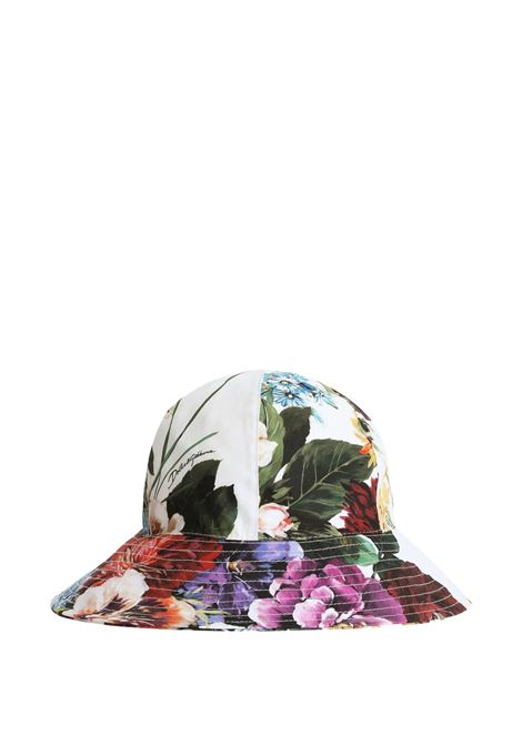 Wide-Brim Hat with Floral Print DOLCE & GABBANA KIDS | LB4H48-HS5TVHA5PC